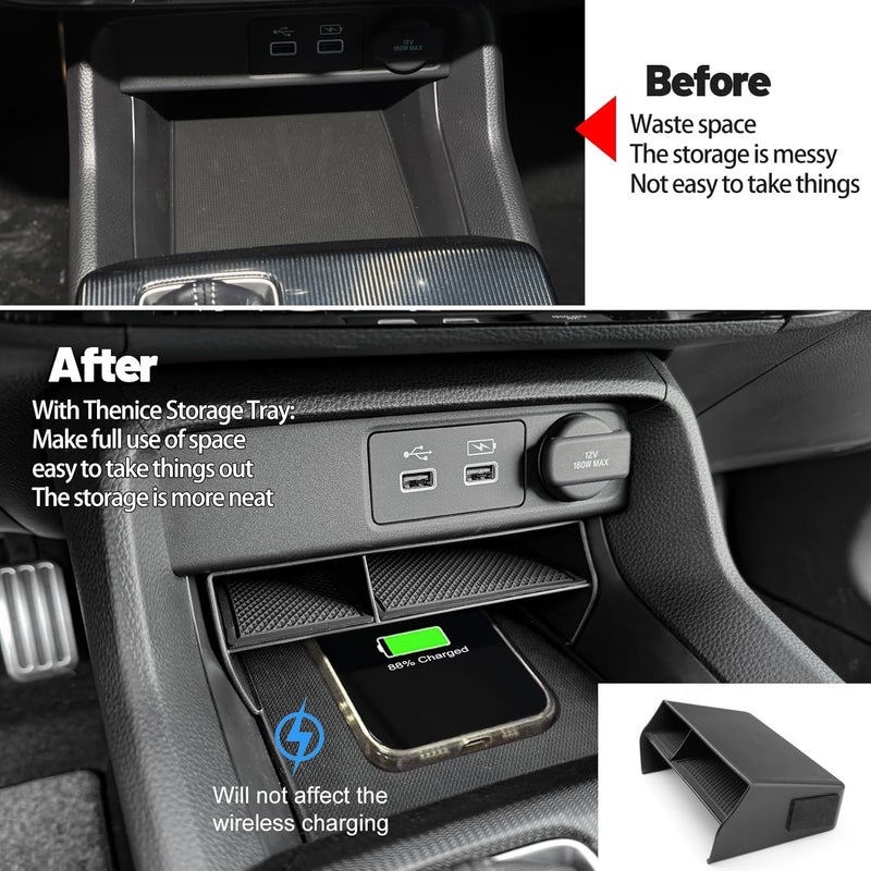 Thenice Center Console Organizer Armrest Box Tray Glovebox Hidden Storage Compartment Compatible with Honda Civic 2022 2023 2024 2025 2026 Accessories -3PCS - Image 4